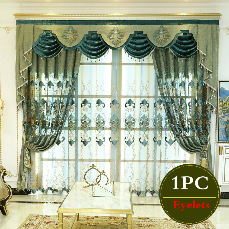 Blackout Chenille Curtain Water Soluble Embroidery Tulle Window Drape Modern New