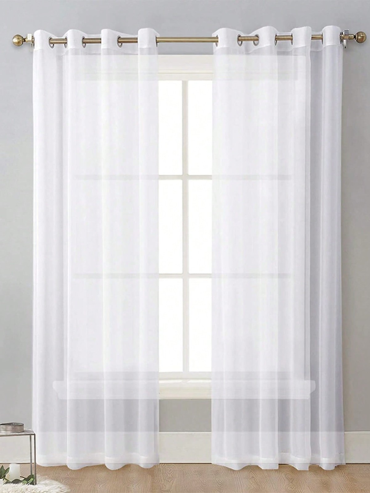 Sheer Solid Color Window Curtain Panel for Living Room Bedroom Light Filtering