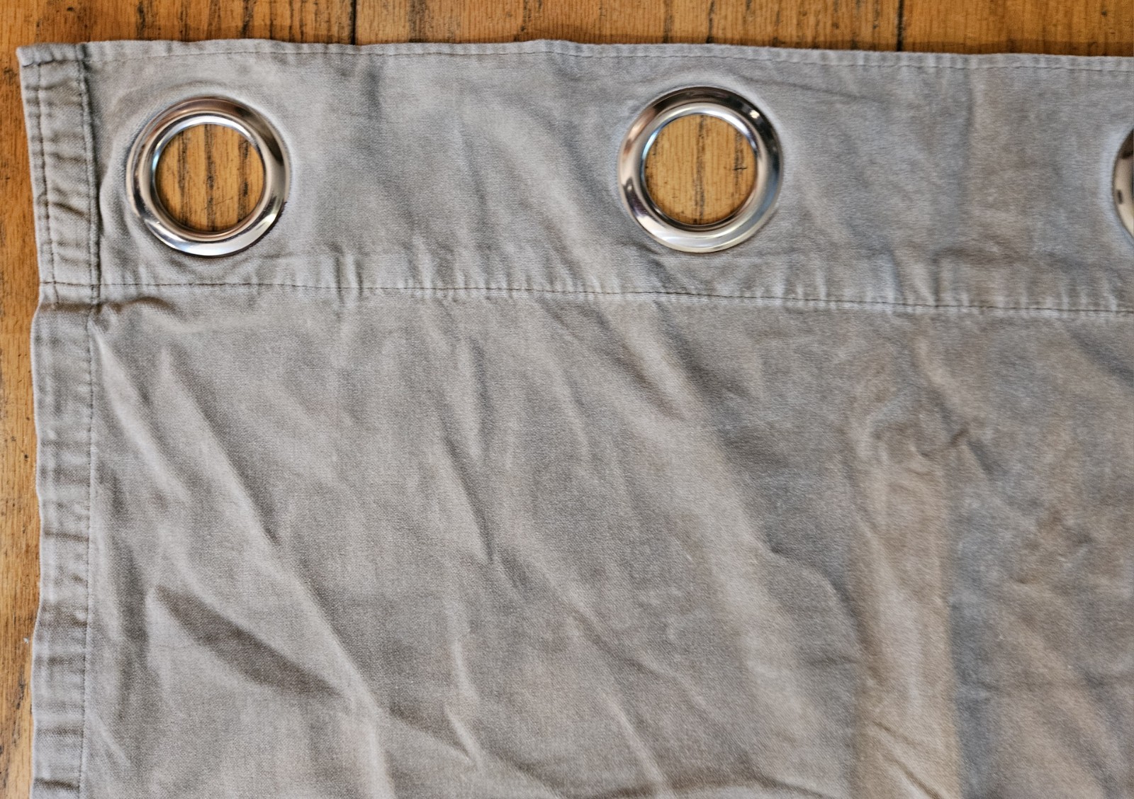 IKEA SANELA Pair of Beige / Gray “Greige” Grommet Top Velvet Curtains 53″x91″