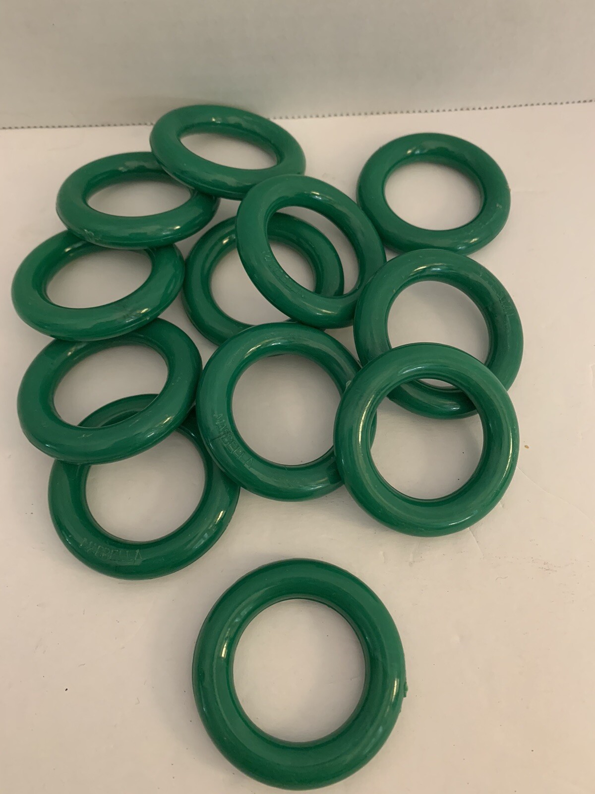 Vintage 12 Large Green Plastic CAFE CURTAIN RINGS Kitchen For 1″ Rods
