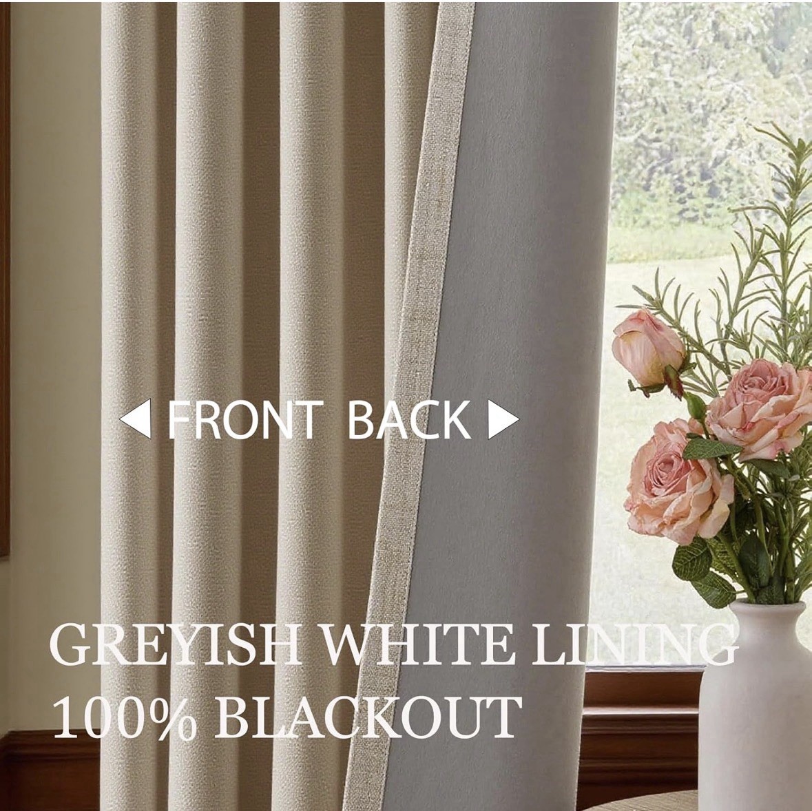 Linen Blended Full Blackout Noise-Reducing Thermal-Insulated Pinch Pleated Cu…