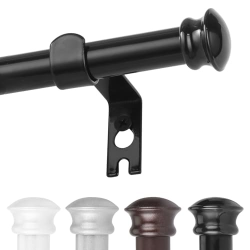Curtain Rods for Windows 30 to 45 Inches with Brackets, 30-45″ 1 Black