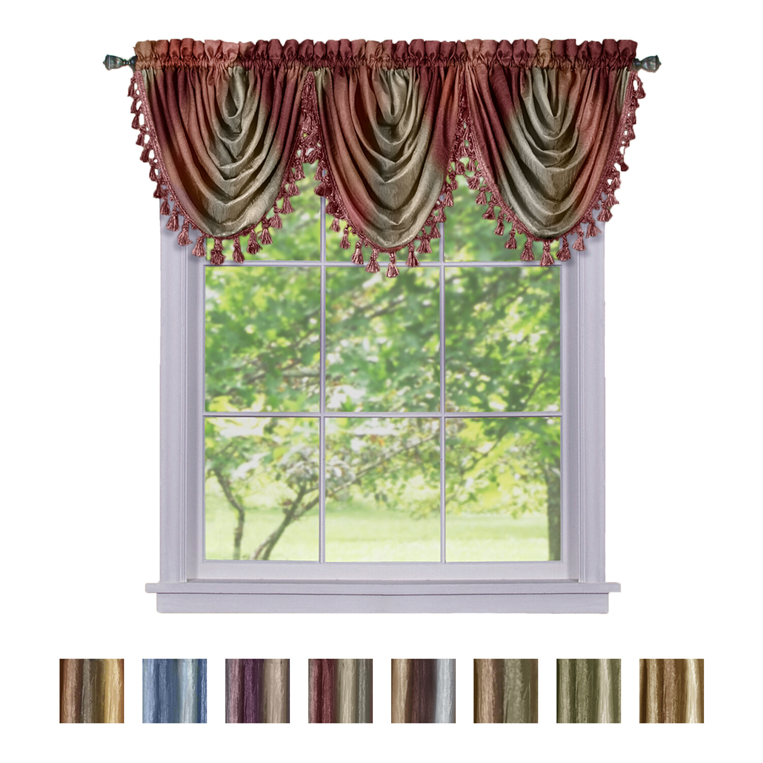 Window Curtains Modern Semi-Sheer Waterfall Valance for Living Room, Bedroom