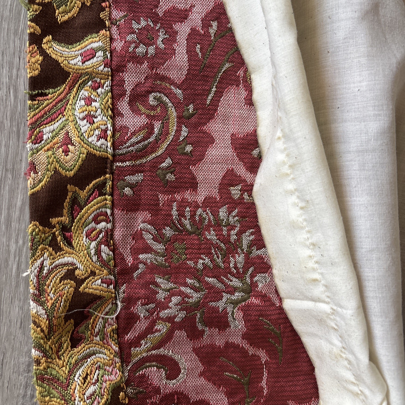 Vtg Pier 1 Floral Paisley Heavy Brocade Damask Lined Curtain Drapes Brown Multi