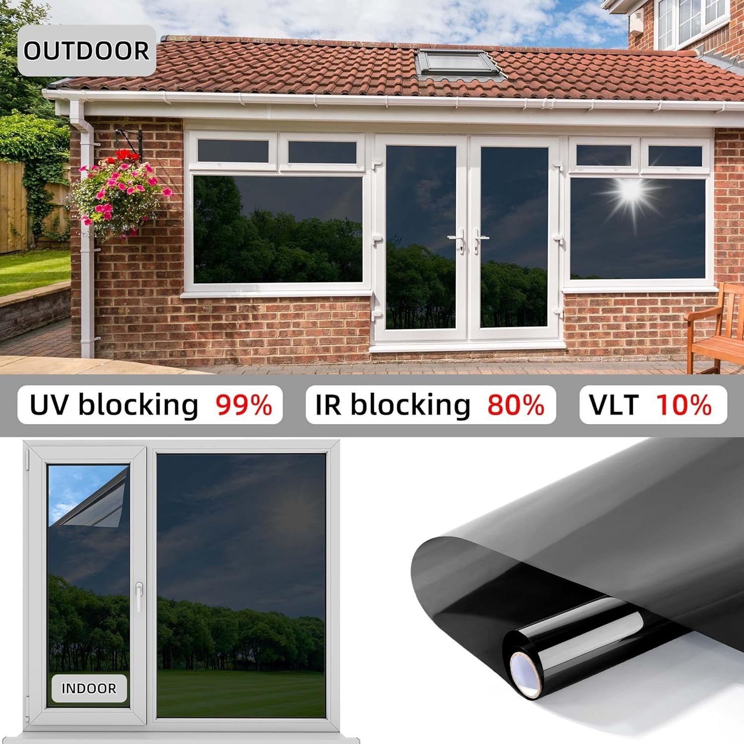 Black Window Film Kit PET Material 17.5″x196.9″