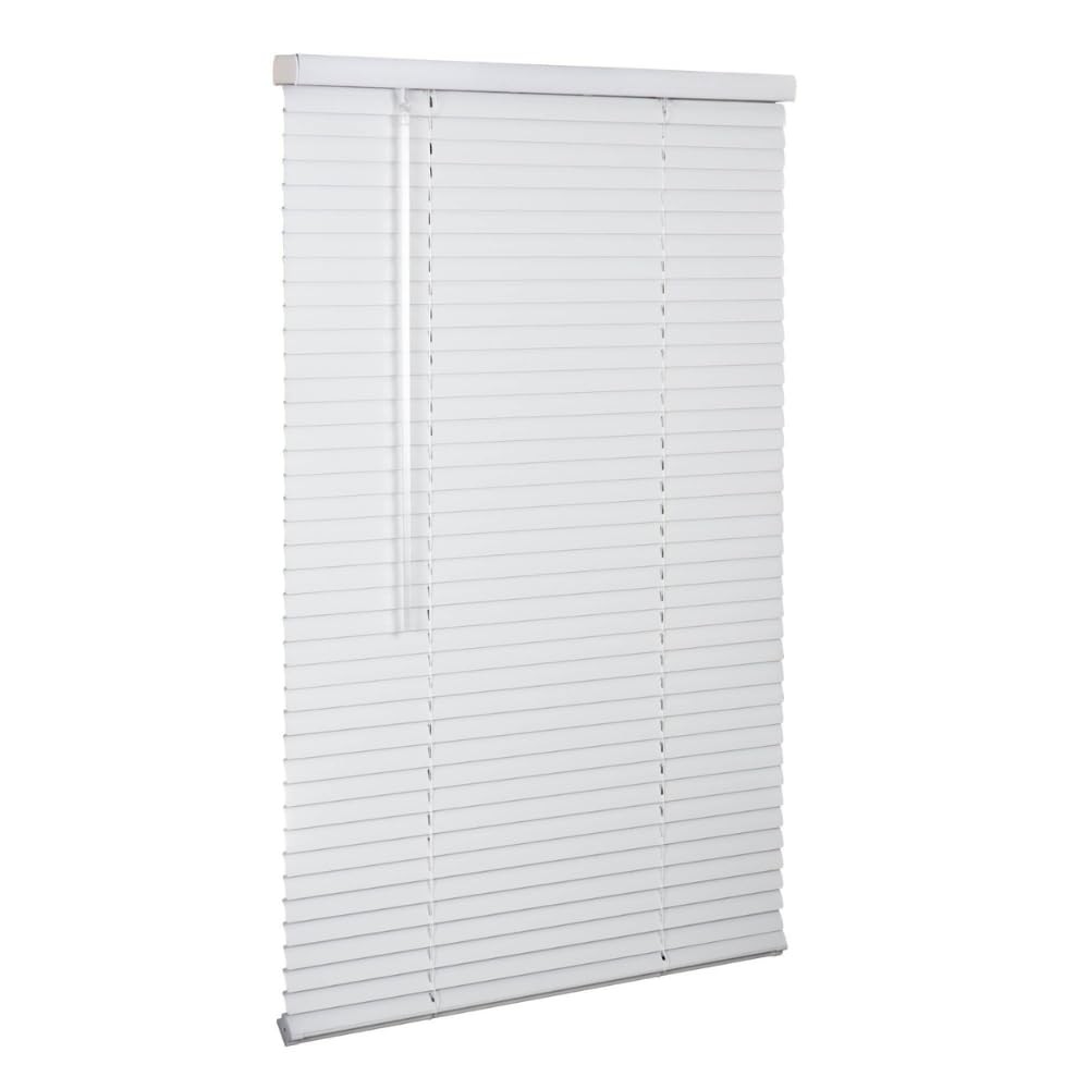 Cordless 1″ Aluminum Mini Blind 46″ Wide x 60″ Long, White, Room Darkening Me…