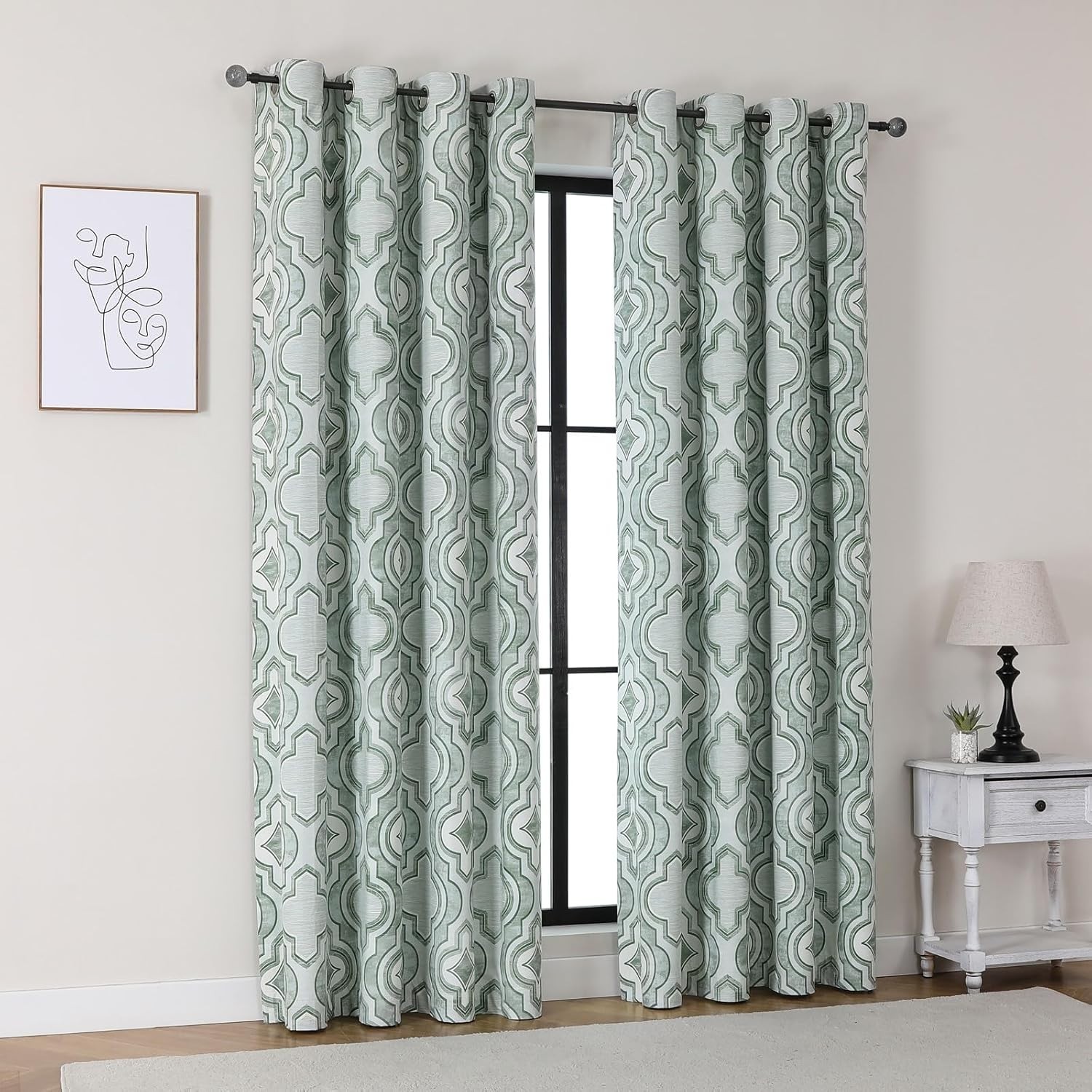 Airwill Blackout Curtains 84 x 52 Inches, 2 Panel Set, Grommet Top Window Green