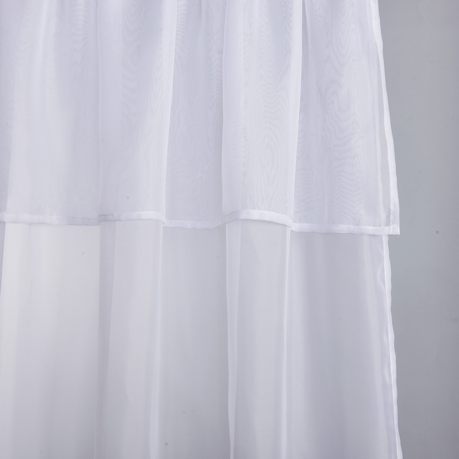 2 Panels Basic Rod Pocket Sheer Curtains with Attached Valance, Voile Drapes