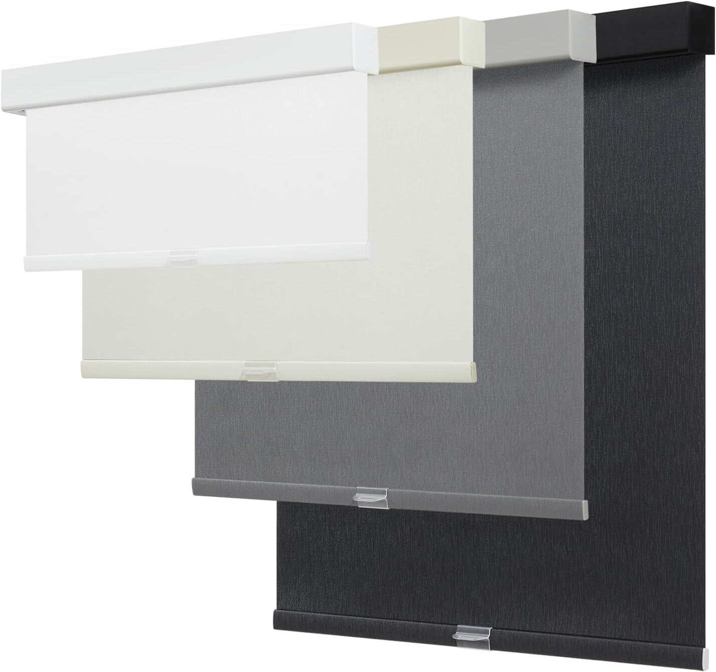 Luxury Cordless Free Stop White Jacquard Blackout Roller Shades with Valance