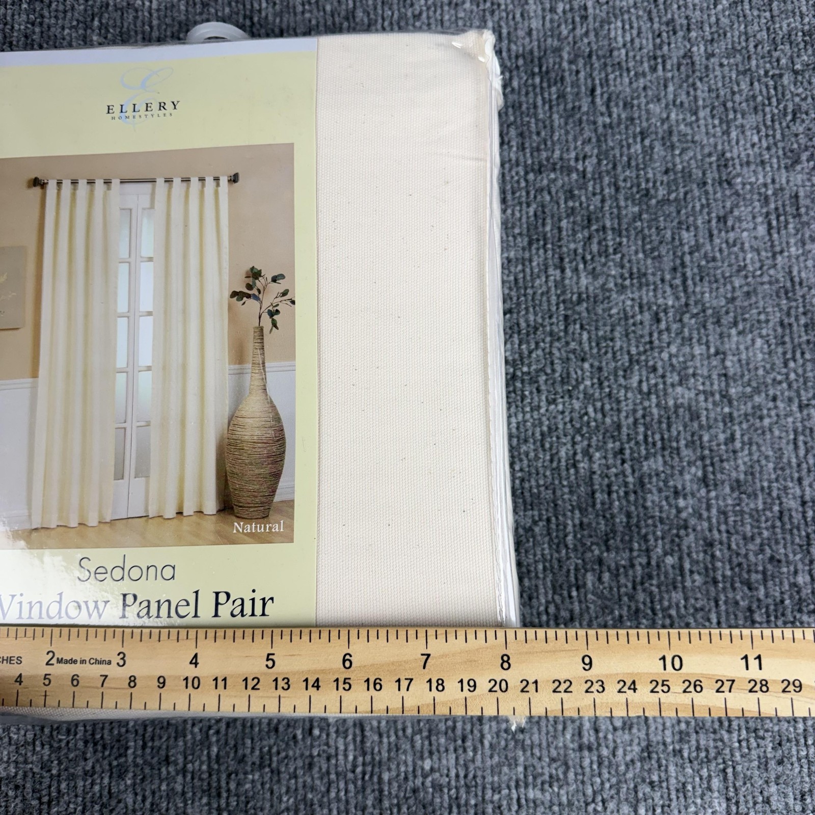 Ellery Sedona Window Panel Pair 80×63 Natural Beige Cotton Tab Top Curtains