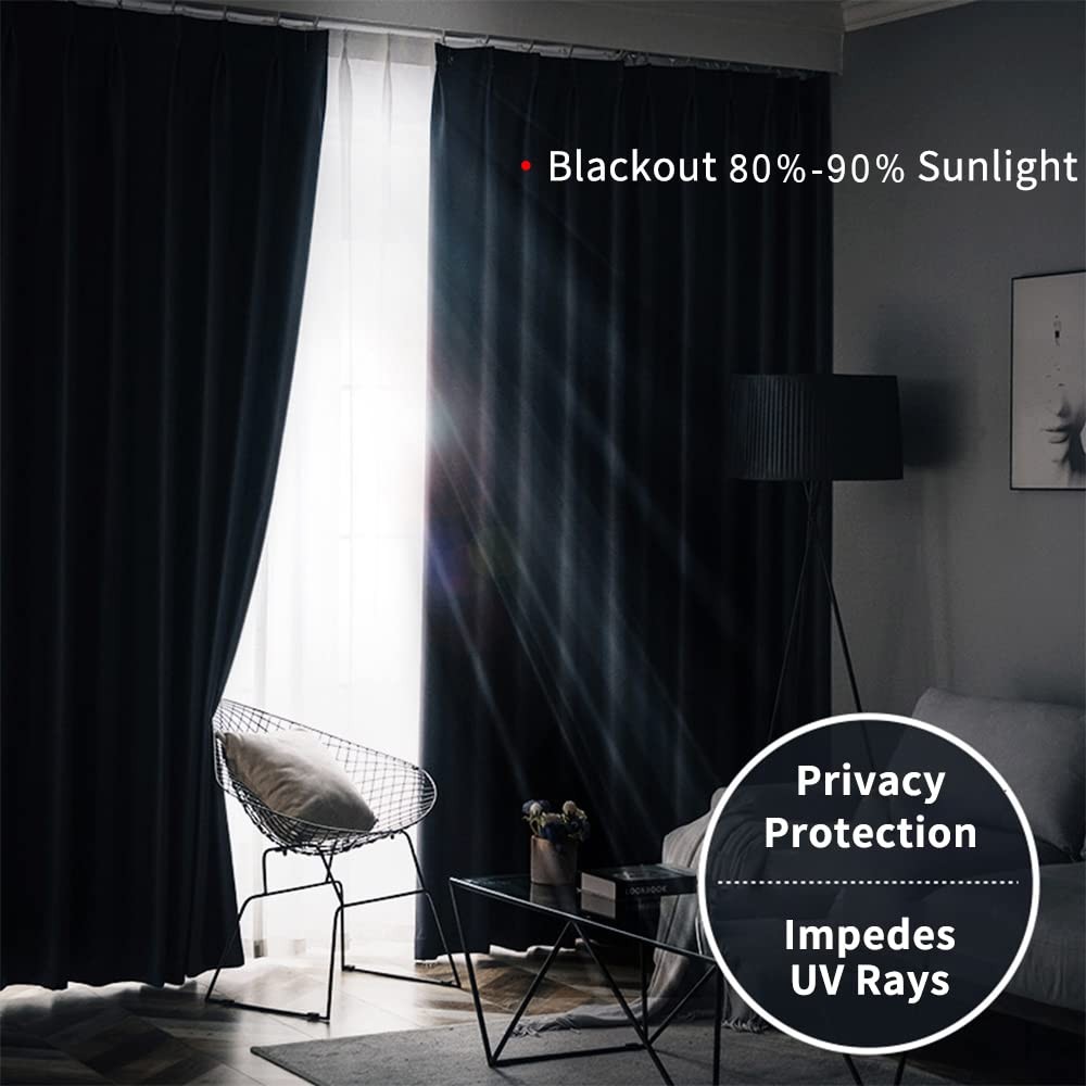 Starry Starry Sky Window Curtains Blue Brilliant Stars Window Treatments Blac…