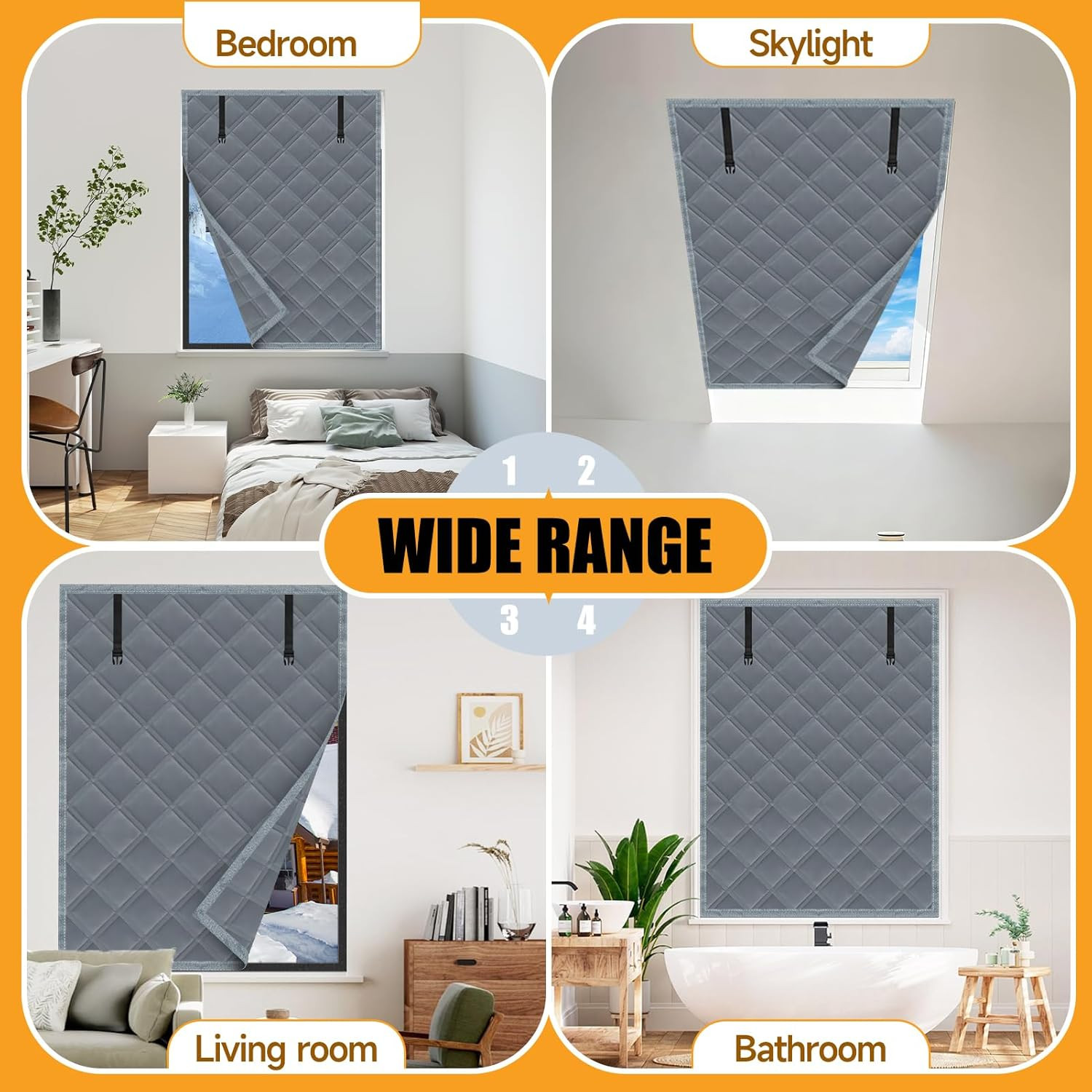 Winter Insulated Window Curtain 63″X63″, Oxford Cloth Thermal Insulated Window C