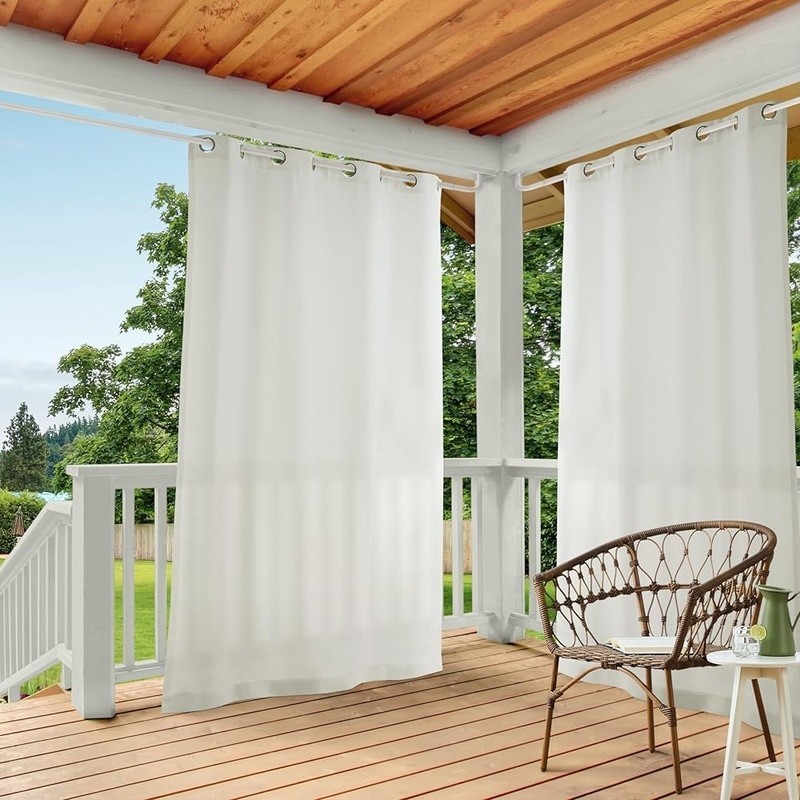 Heavyweight Light Filtering Curtain Panel Set 54W x 108L Indoor Outdoor Grommet