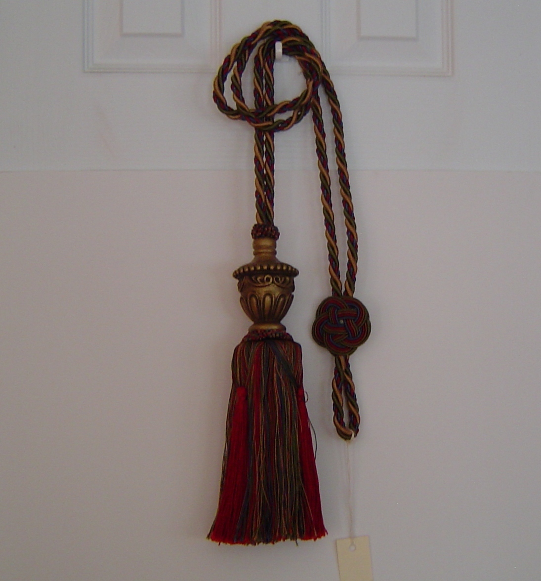 1 NEW Upholstery Tassel Tieback Antique Gold, Burgundy Red,Olive Green Teal Blue