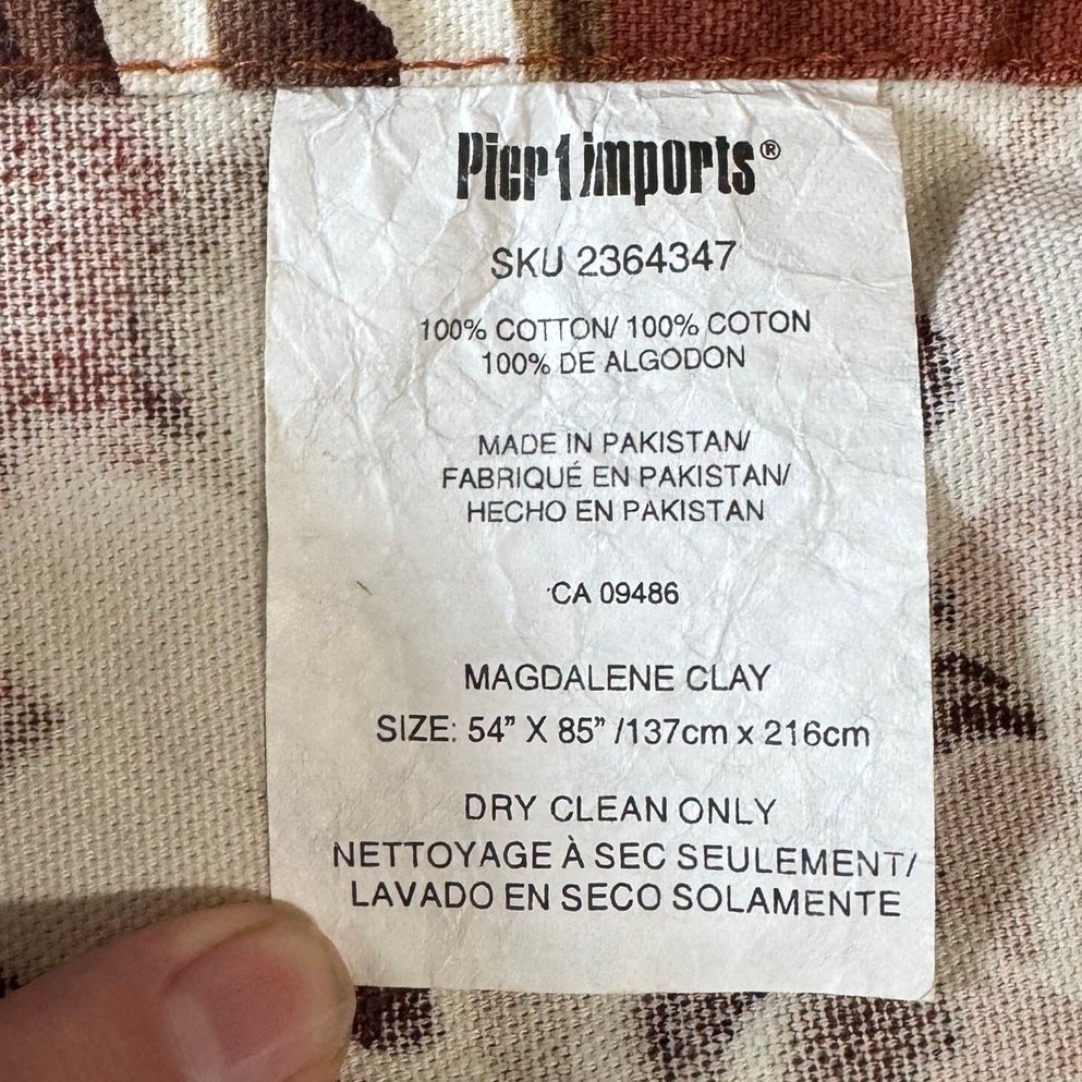 Pier One Imports Magdalene Clay Two Curtain Panels One Valance 100% Cotton