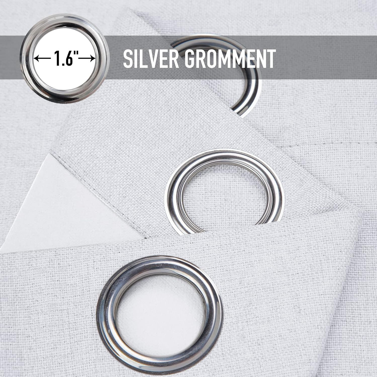 Linen Textured Total Blackout Curtains for Bedroom 45 Inches Long, Greyish White