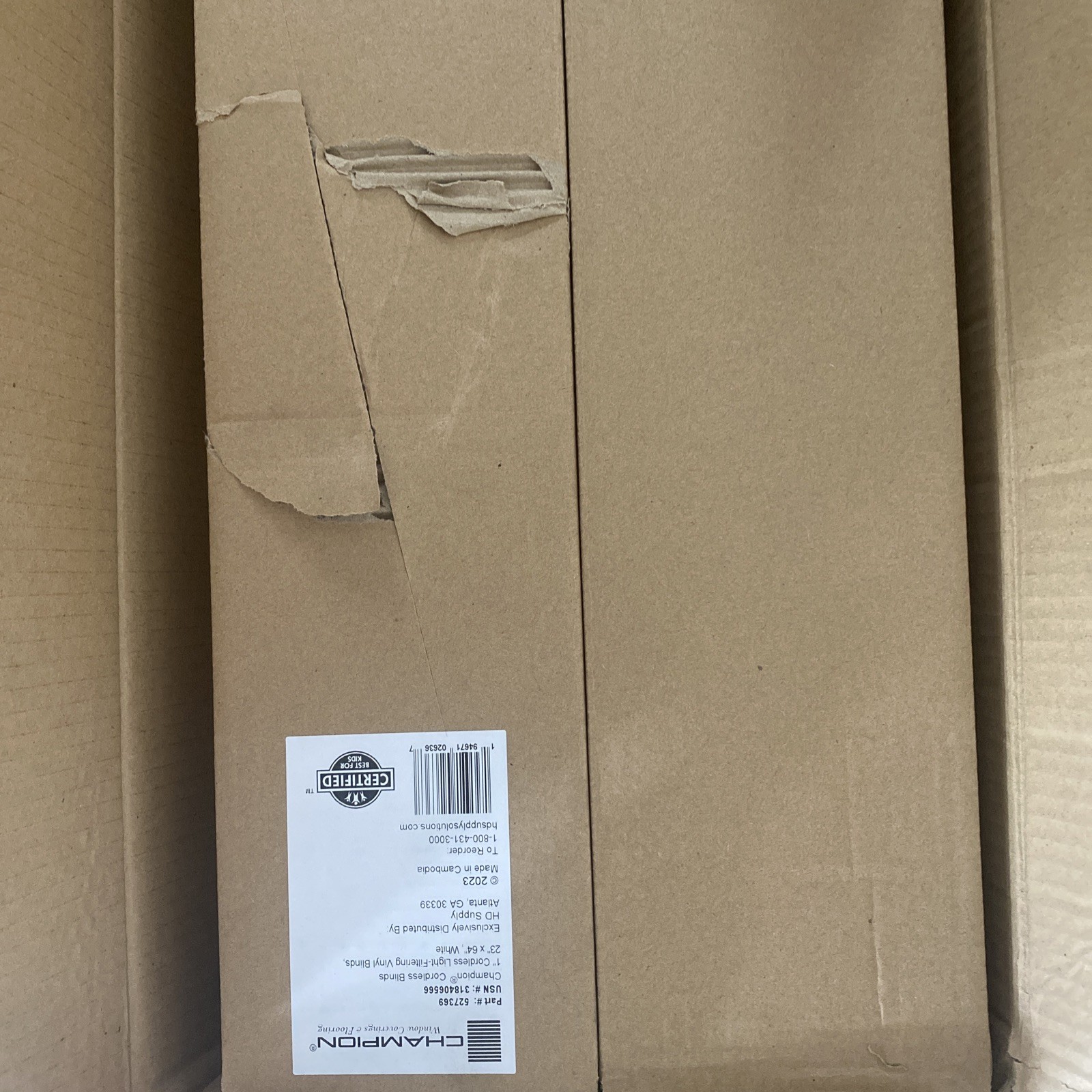4 Pack Champion White Cordless Blinds with 1 in. Slats 23 in. W x 64 in. L