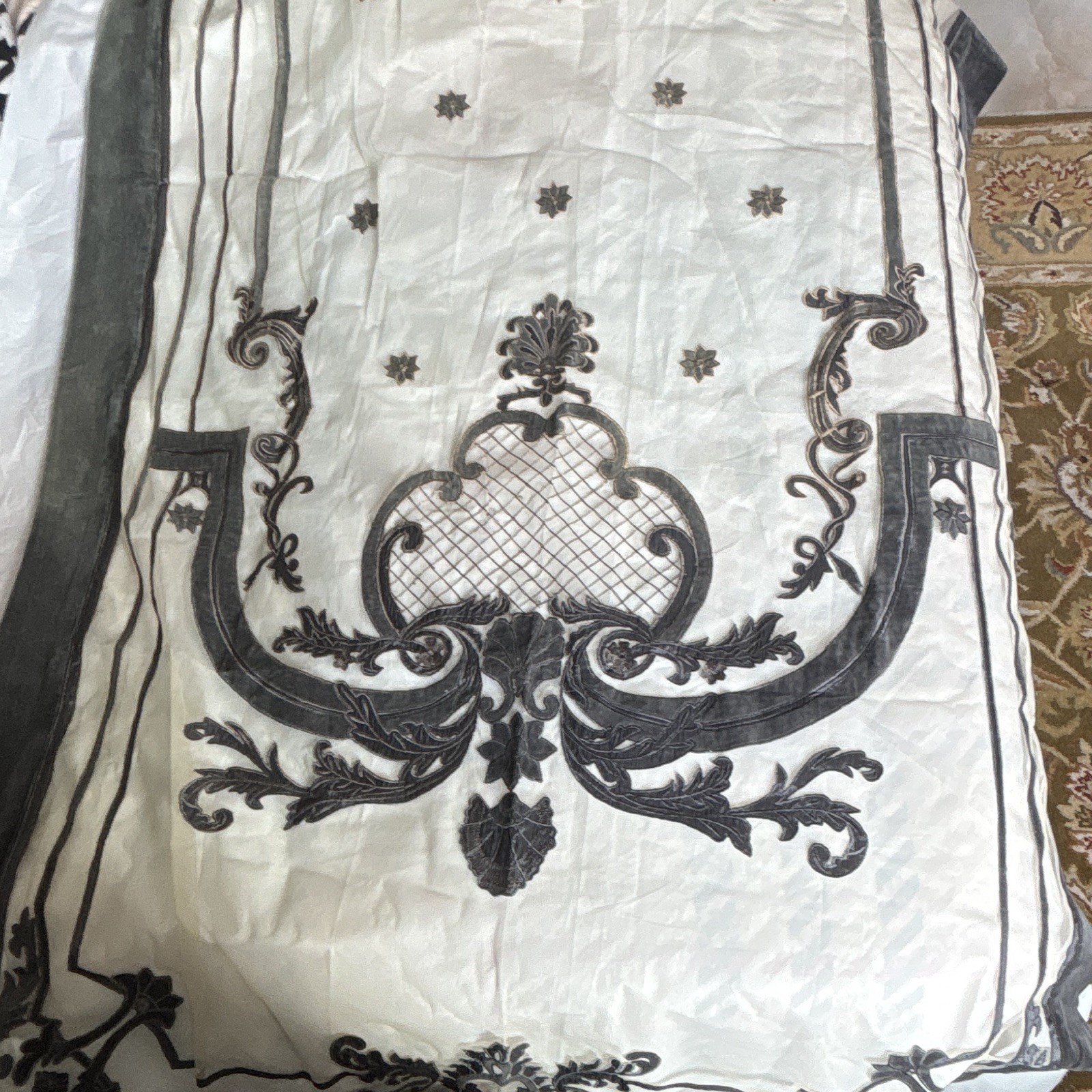 2 Callisto Home Embroidered Velvet Damask Curtains, Rectangle, 55 in x 108 in