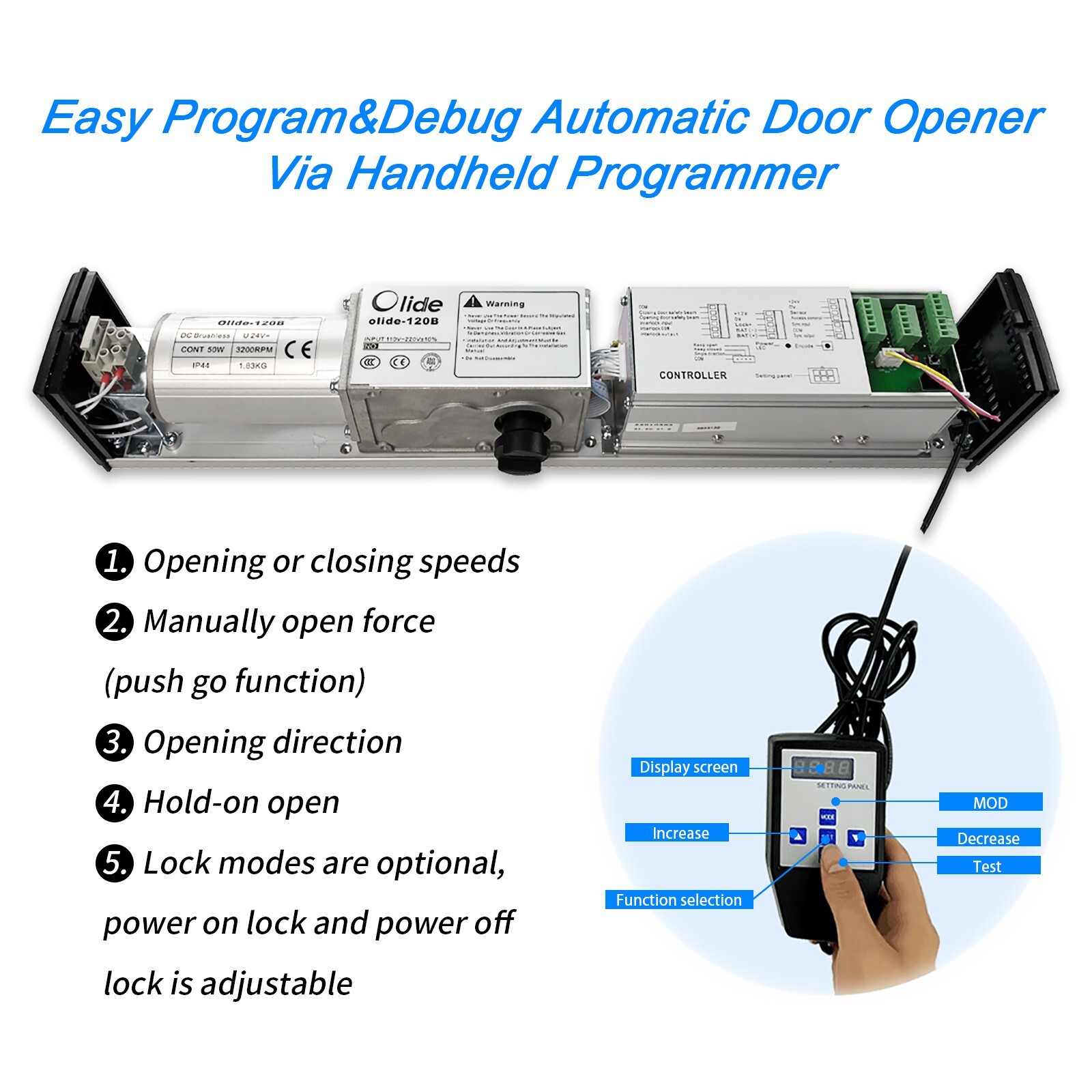Olide 120B Automatic Swing Door Opener with Wire Large Non-touch Switch