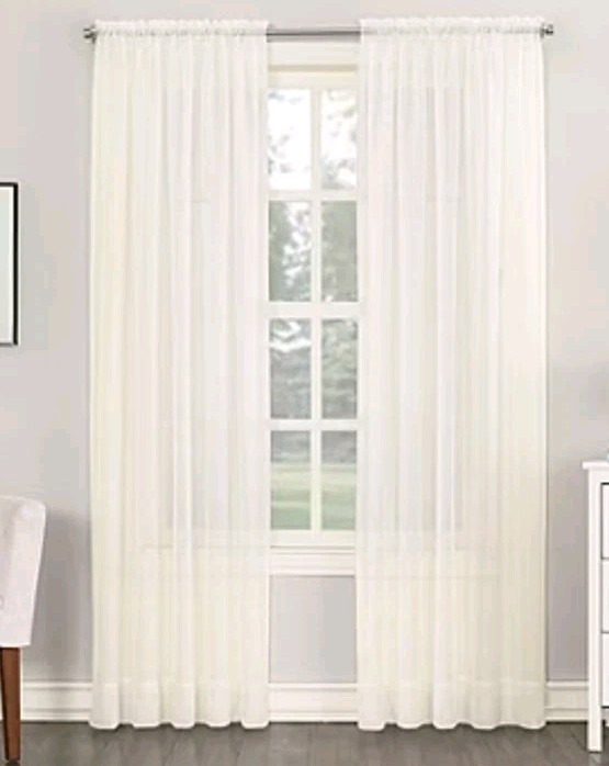 2 Panels No. 918 Mallory Sheer Rod Pocket 59″x108″ / Eggshell