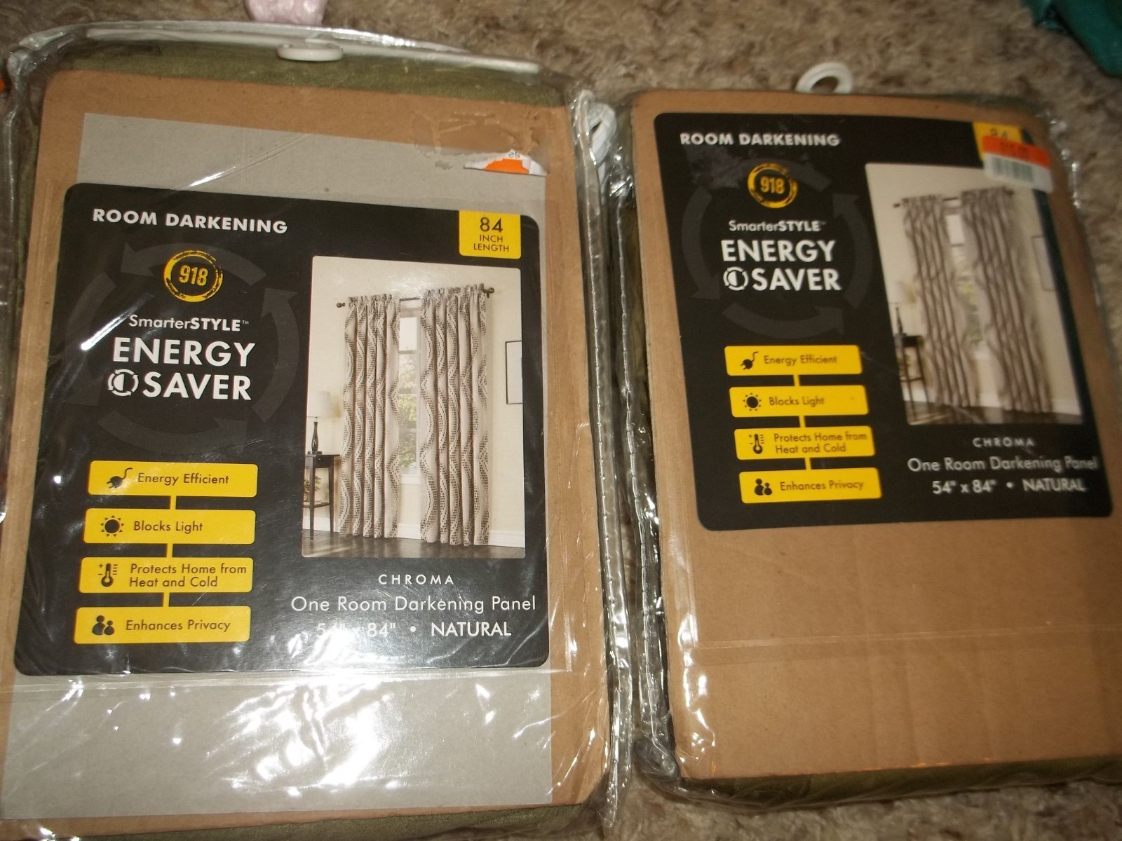 NIP Pair of Olive Green Blackout Curtain Panels 54 x 84″ Each
