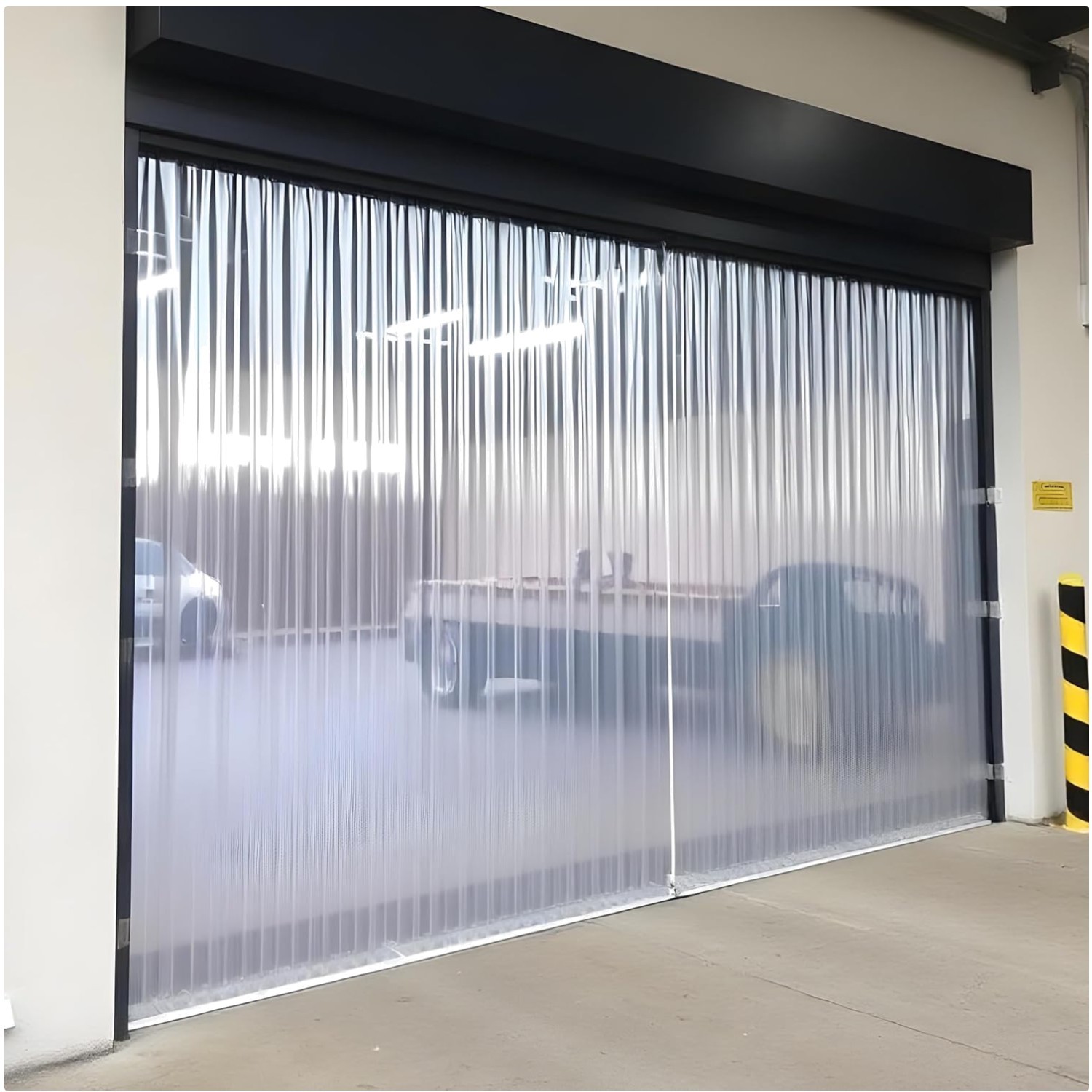 Clear Vinyl Strip Curtain for Warehouse Doors – Single 8″x8′