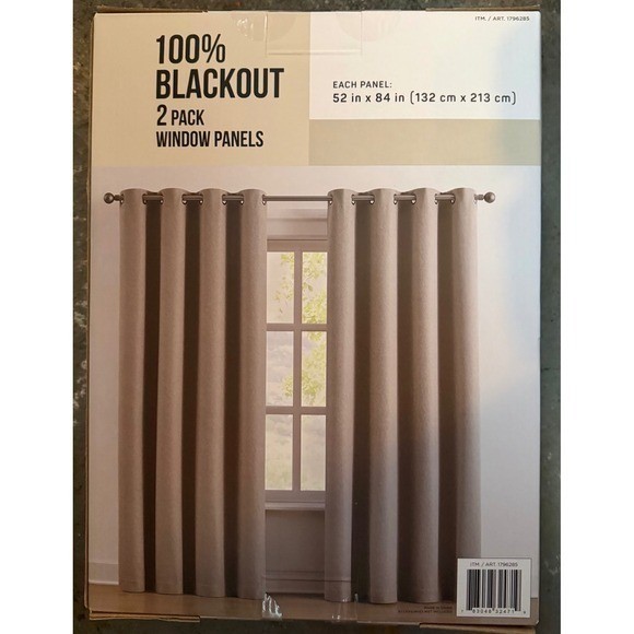 Blackout Curtains Panel Pair by Piper 52″x84″ Magnetic Closure| 2 Pack Beige