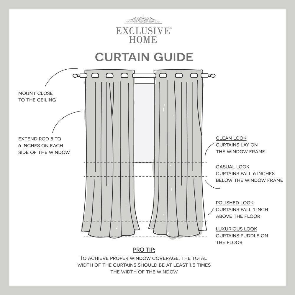 Loha Blue Solid Light Filtering Grommet Top Curtain, 54 In. W X 96 In. L (Set of