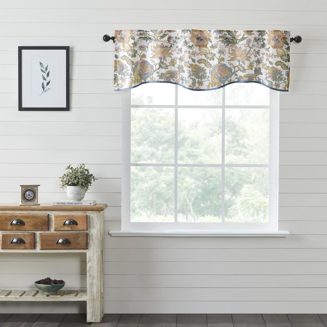 VHC Brands Valance Wilder Farmhouse 18×60 Floral Scalloped Cotton Window Curtain