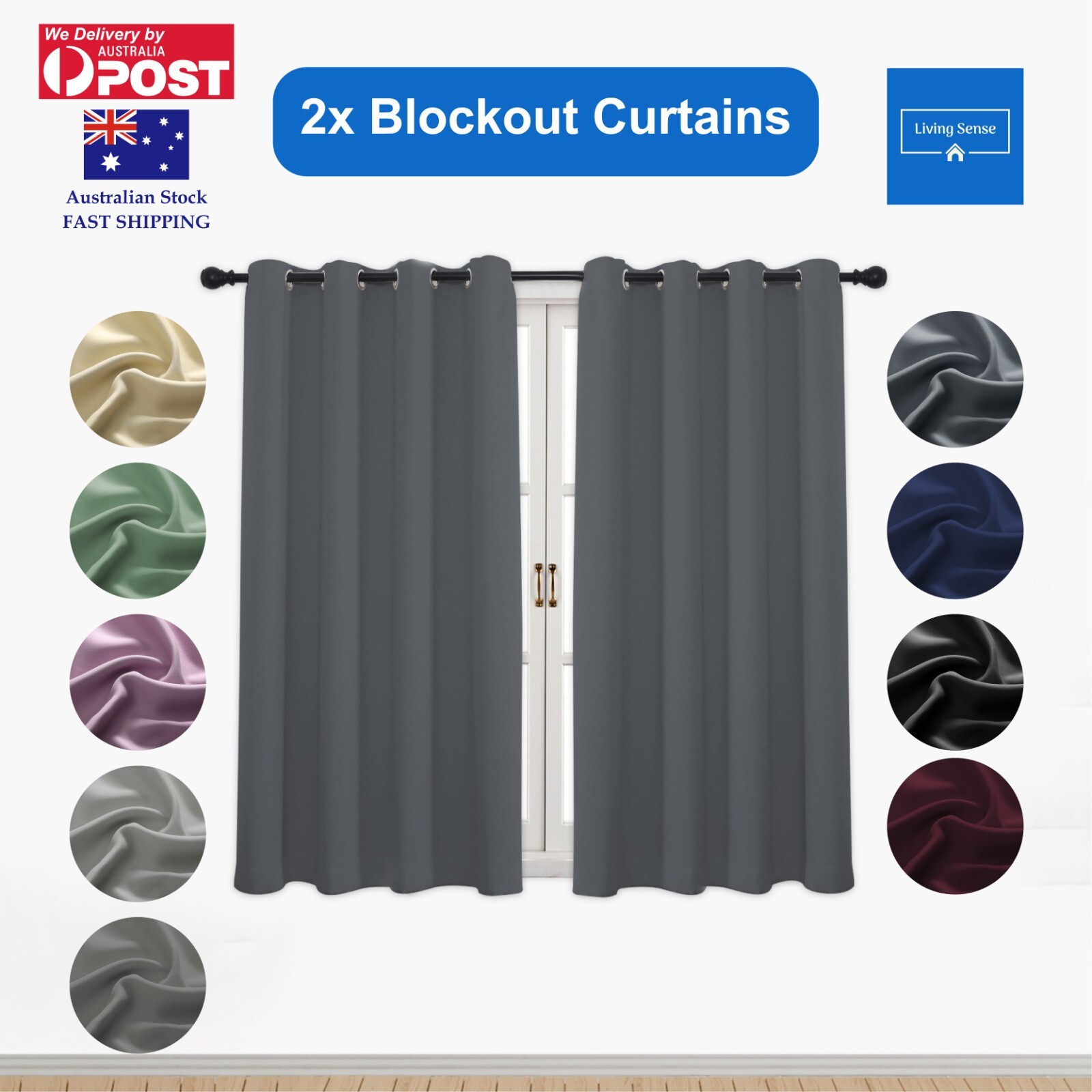 Blockout Curtains Thermal Noise Reducing Blackout Drapes Eyelet Window Pair
