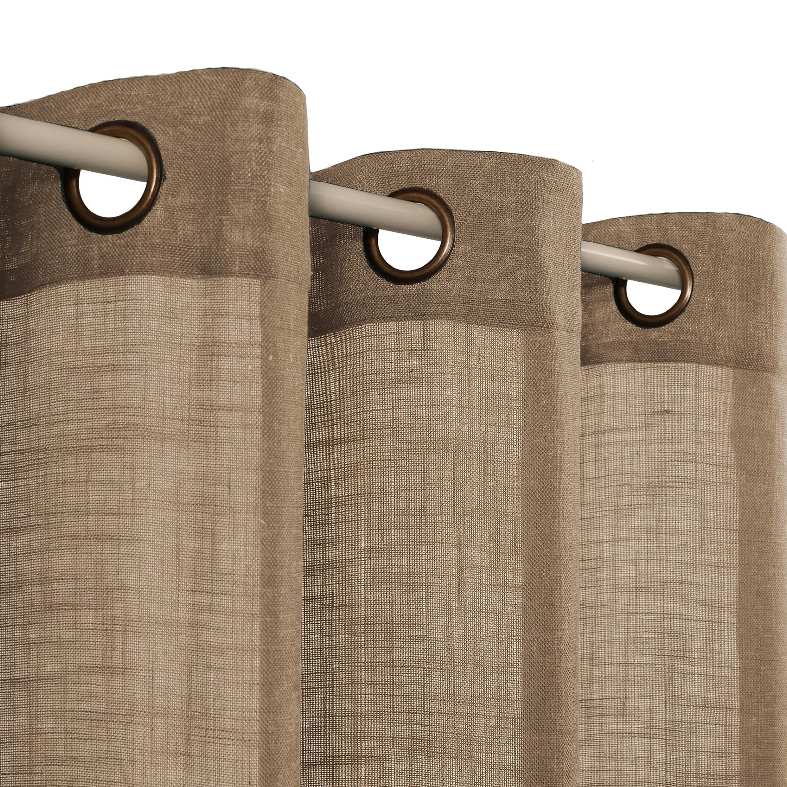 Voilybird Latte Brown Grommet Linen Curtains 84 Inch Length For Bedroom Boho