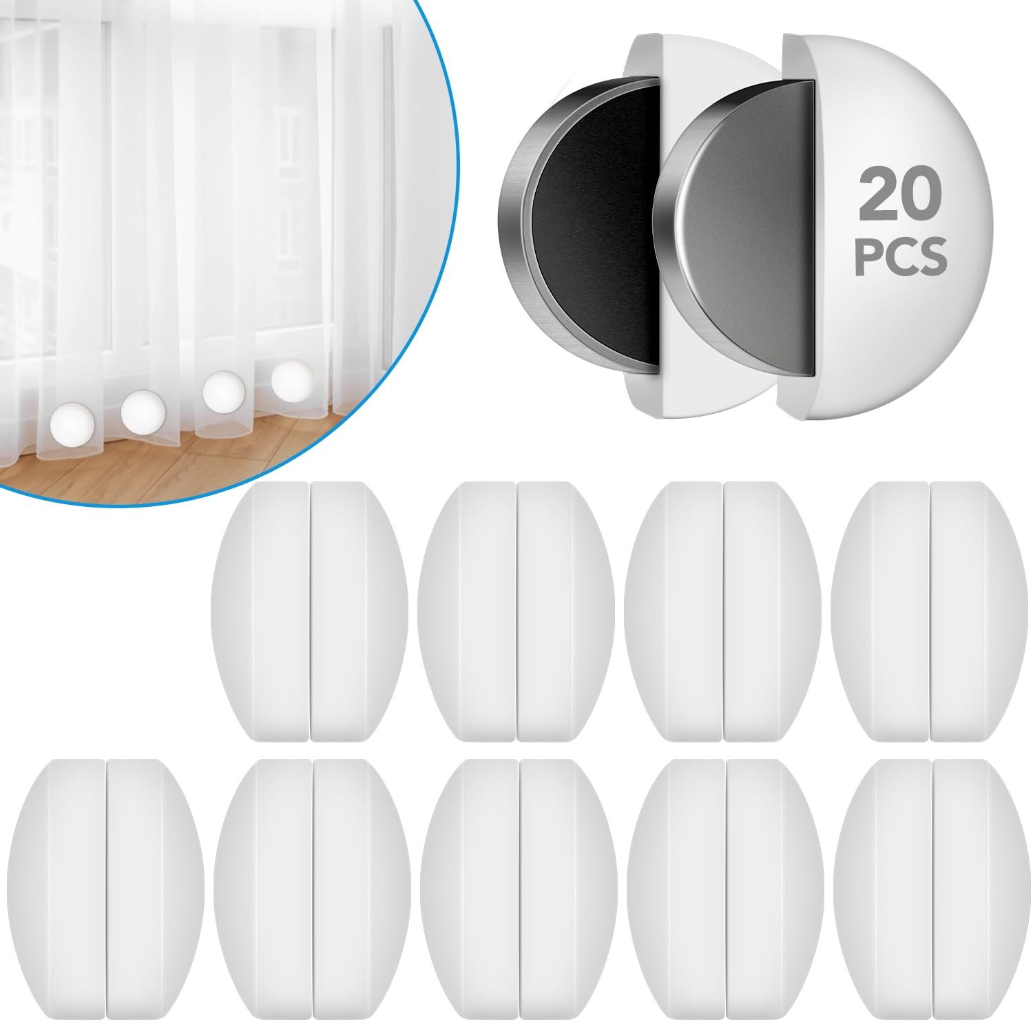 20 Pcs Shower Curtain Weights，Silicone 1″W x 1″L (Pack of 20), 20 Packs