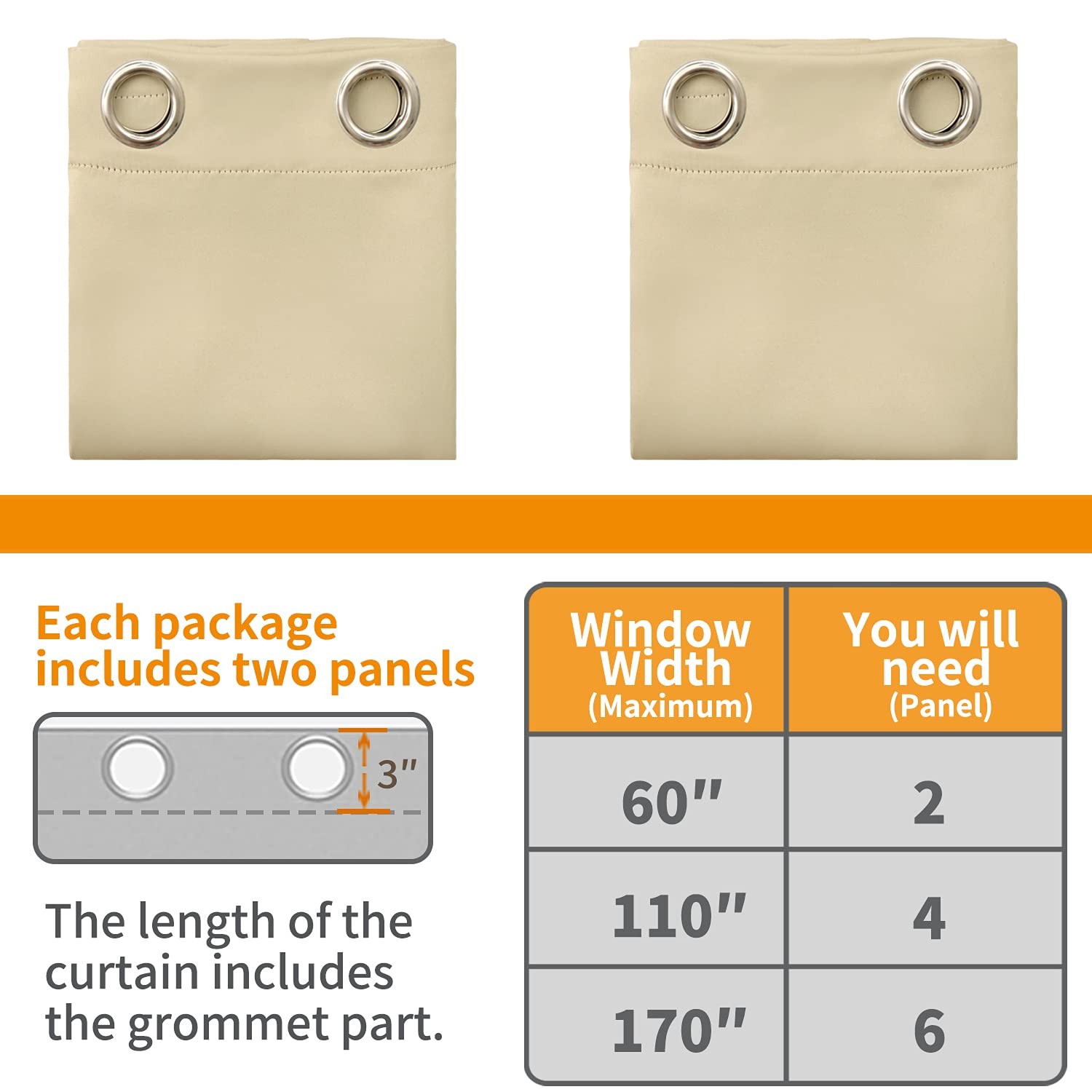 40 Inches Length Beige Blackout Curtains for Kitchen Window – Short Thermal I…