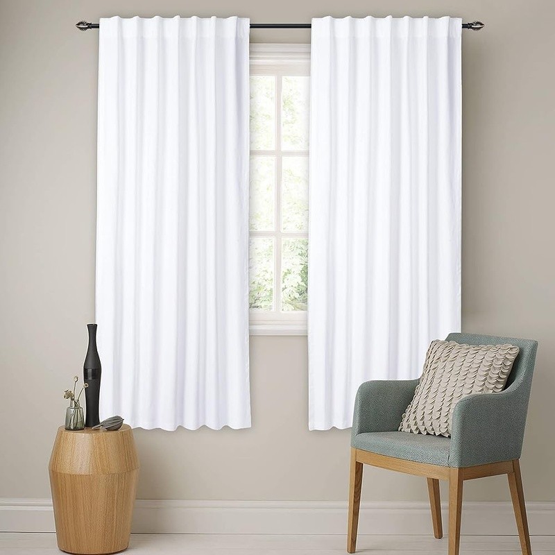 Elegant White Cotton Curtains Light Filtering Privacy 2 Panels Home Decor New