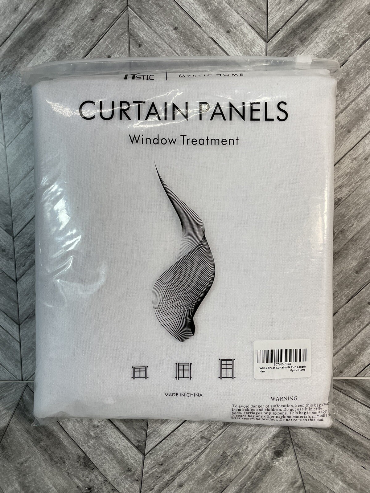 Mystic Home White Sheer 84” Curtain Panels (2) See Through Window Treatment