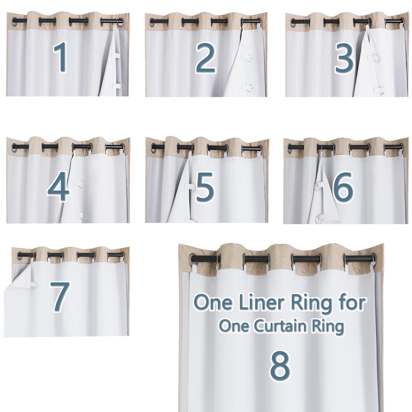 2 Panels 100% Blackout Curtain Liners, 100% Darkening Thermal Insulated Black…