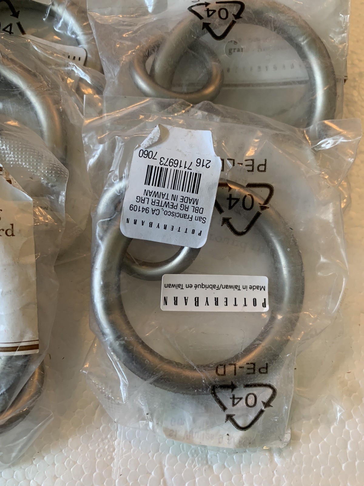 20 Pottery Barn Double Round Ring LARGE Curtain Rings Drapes PEWTER 2.5” Across