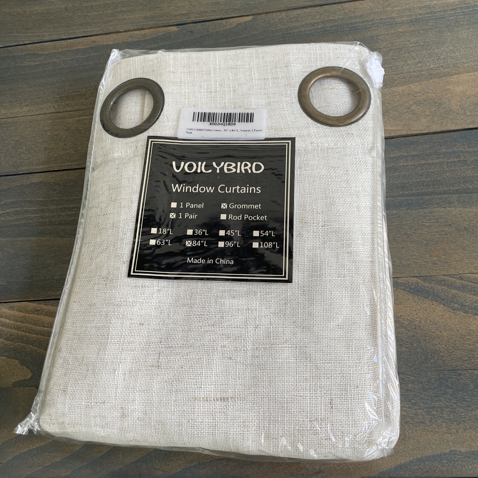 VOILYBIRD Palma Light Filtering Natural Linen Blend Semi Sheer Curtains 84” (V6)