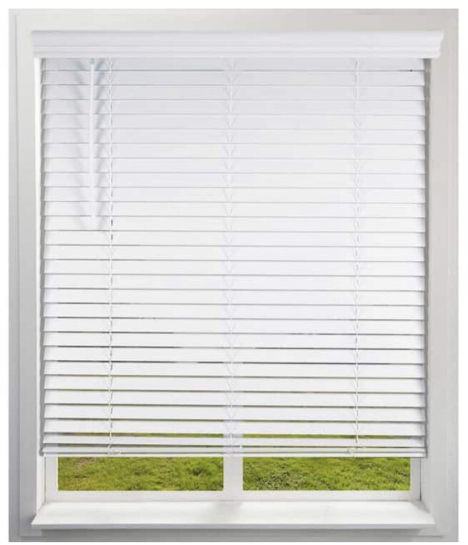 Three (3) – Snow White Cordless Faux Wood Blinds 2”Slats 34.25 in. W x 60 in. L