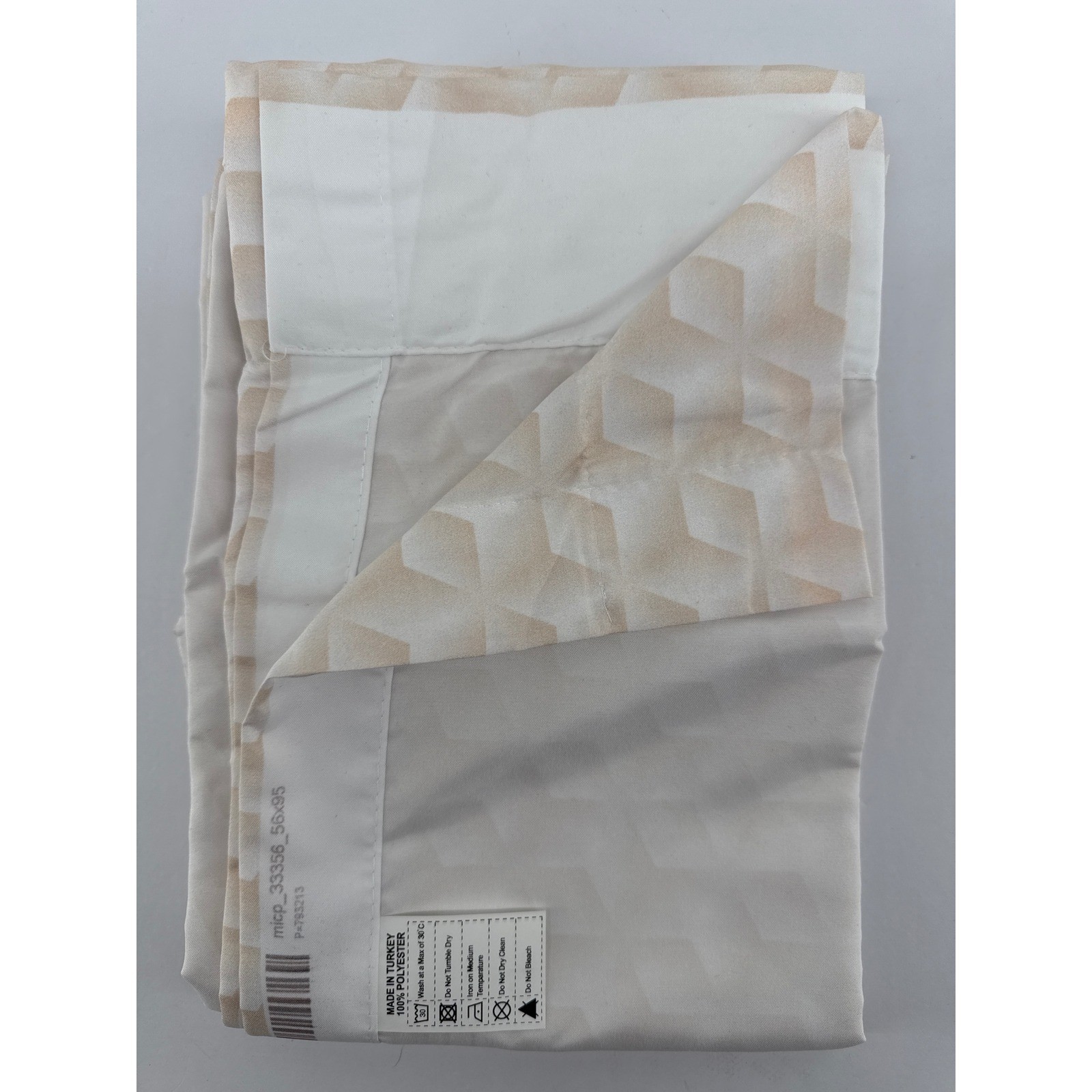 Ambesonne Beige White Geometric 3D Cube Microfiber Curtains 2 Panel 56×95 Set