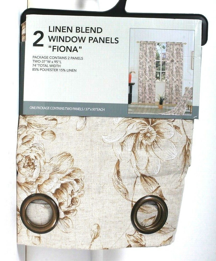 United 37″ X 95″ Fiona Linen Blend 2 Count Window Panels 85% Polyester 15% Linen