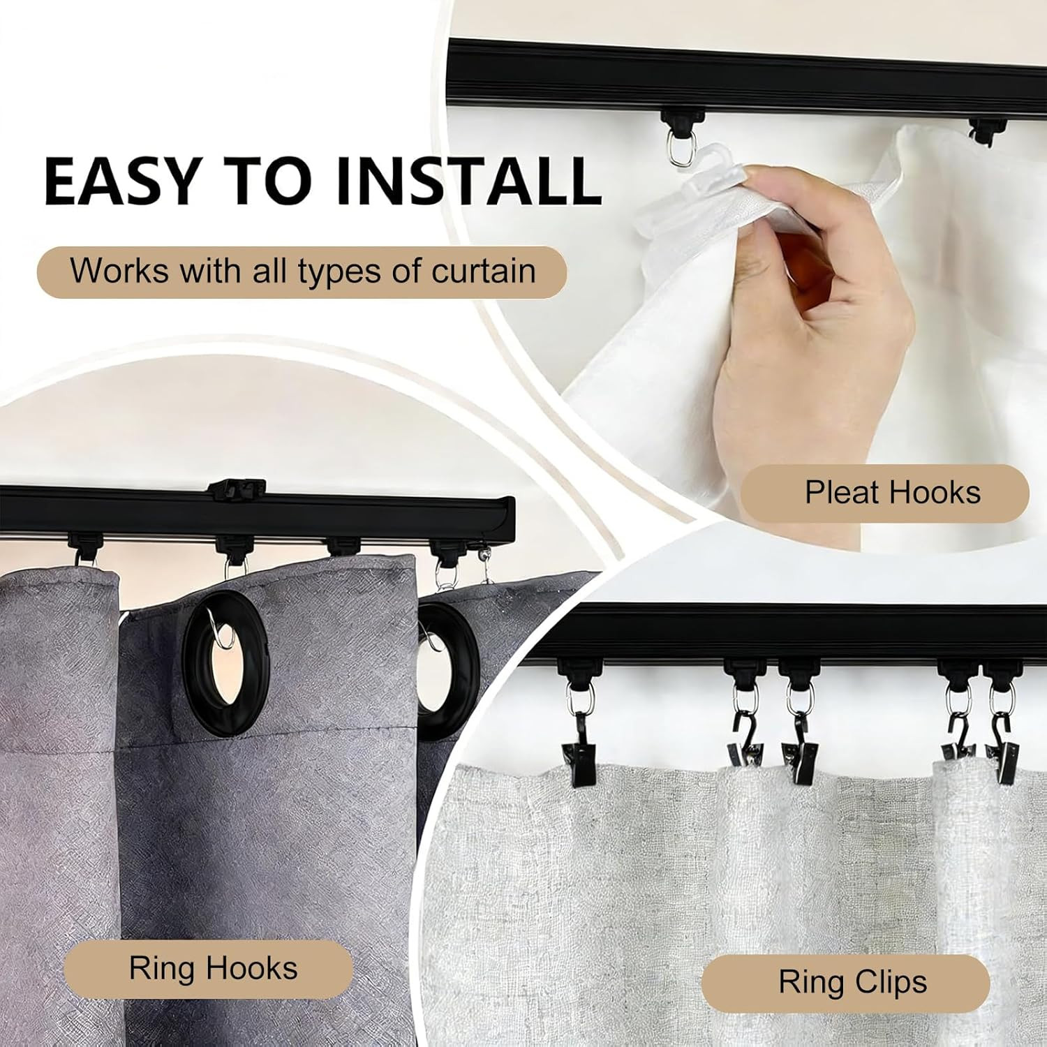 Ceiling Curtain Track, Heavy Duty Curtain Tracks System for Room Divider, Wall M