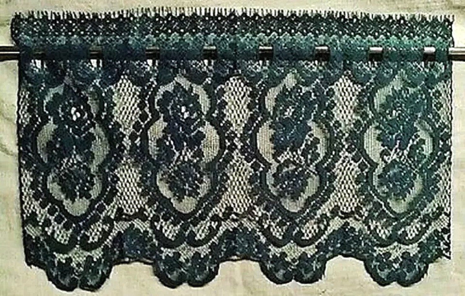 Lace Window Swag Pair or Insert Valance Hunter Green Cameo Rose Bedroom