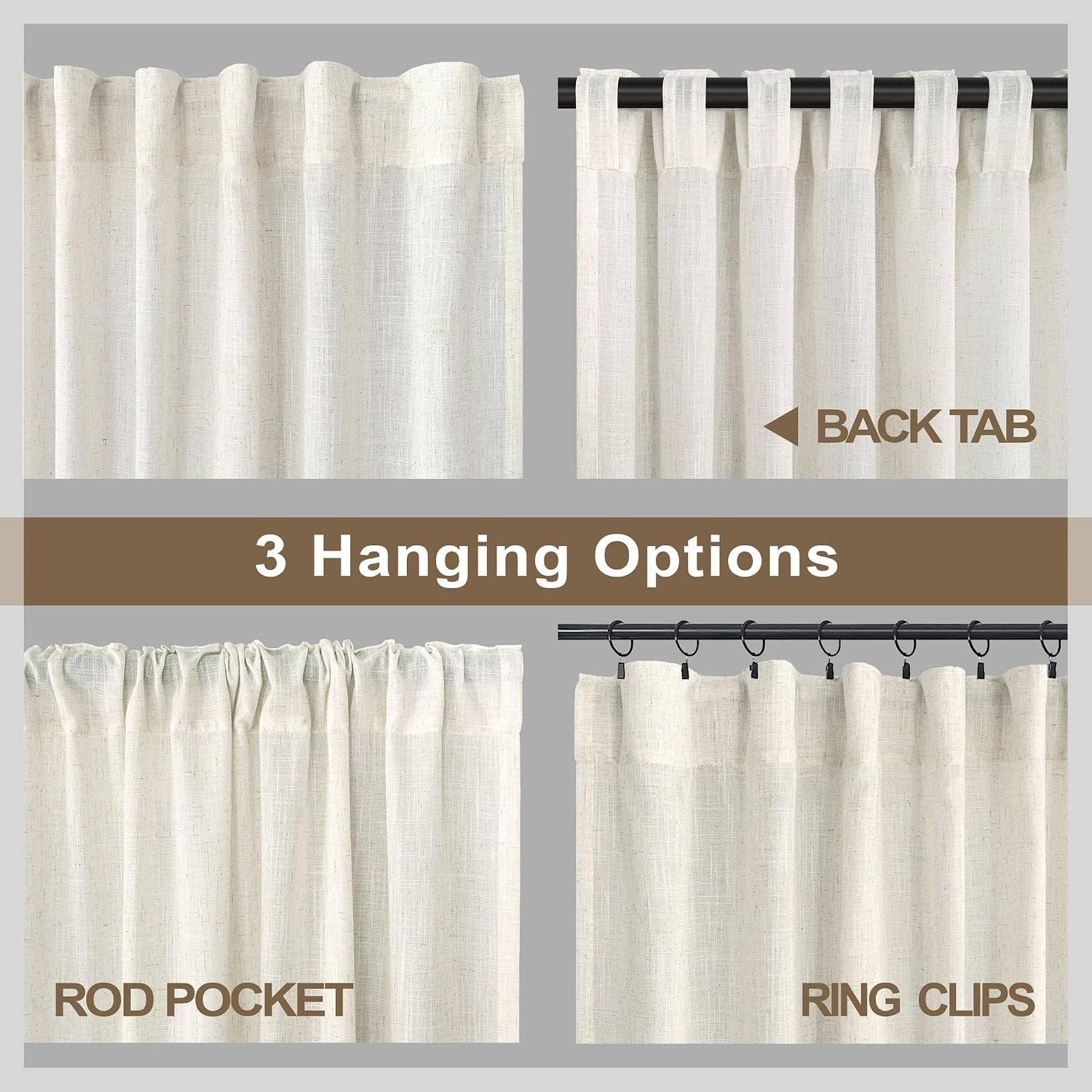 Light Filtering Bedroom Drapes – 36×96 Inches