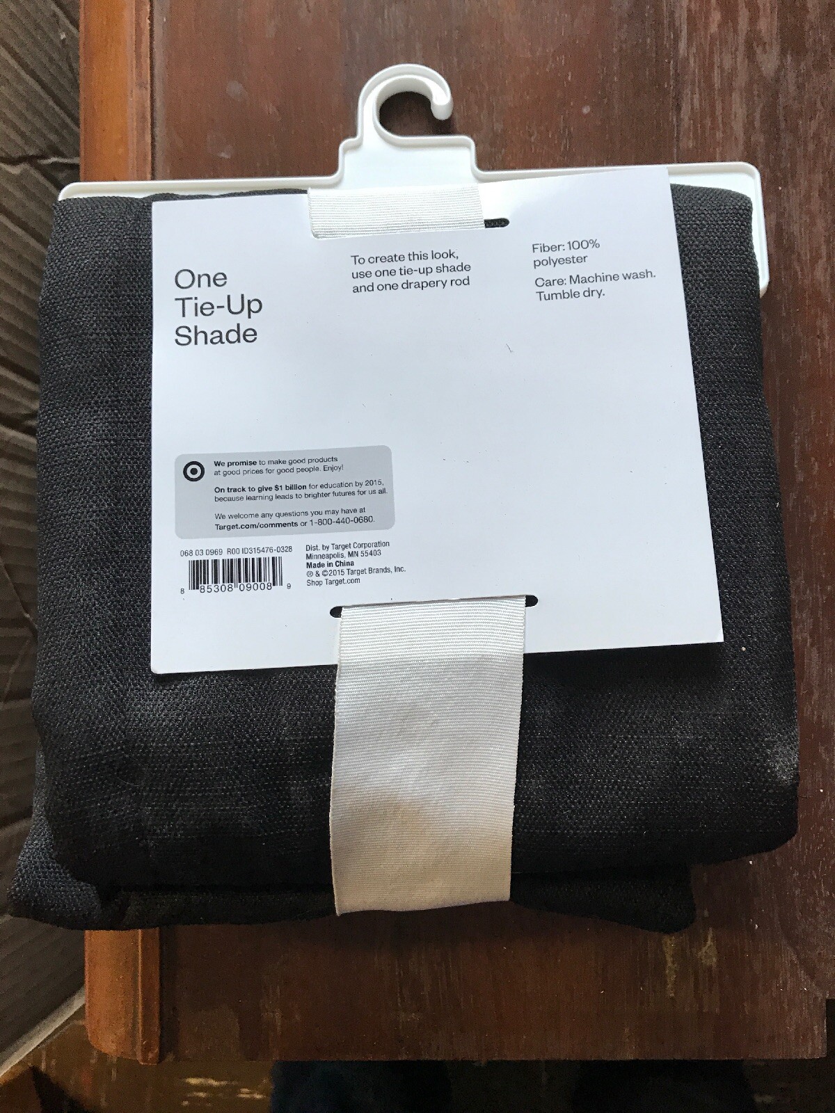 Room Essentials Black One Tie Up Shade 42″ x 63″ Curtain Window Shade Panel NWT