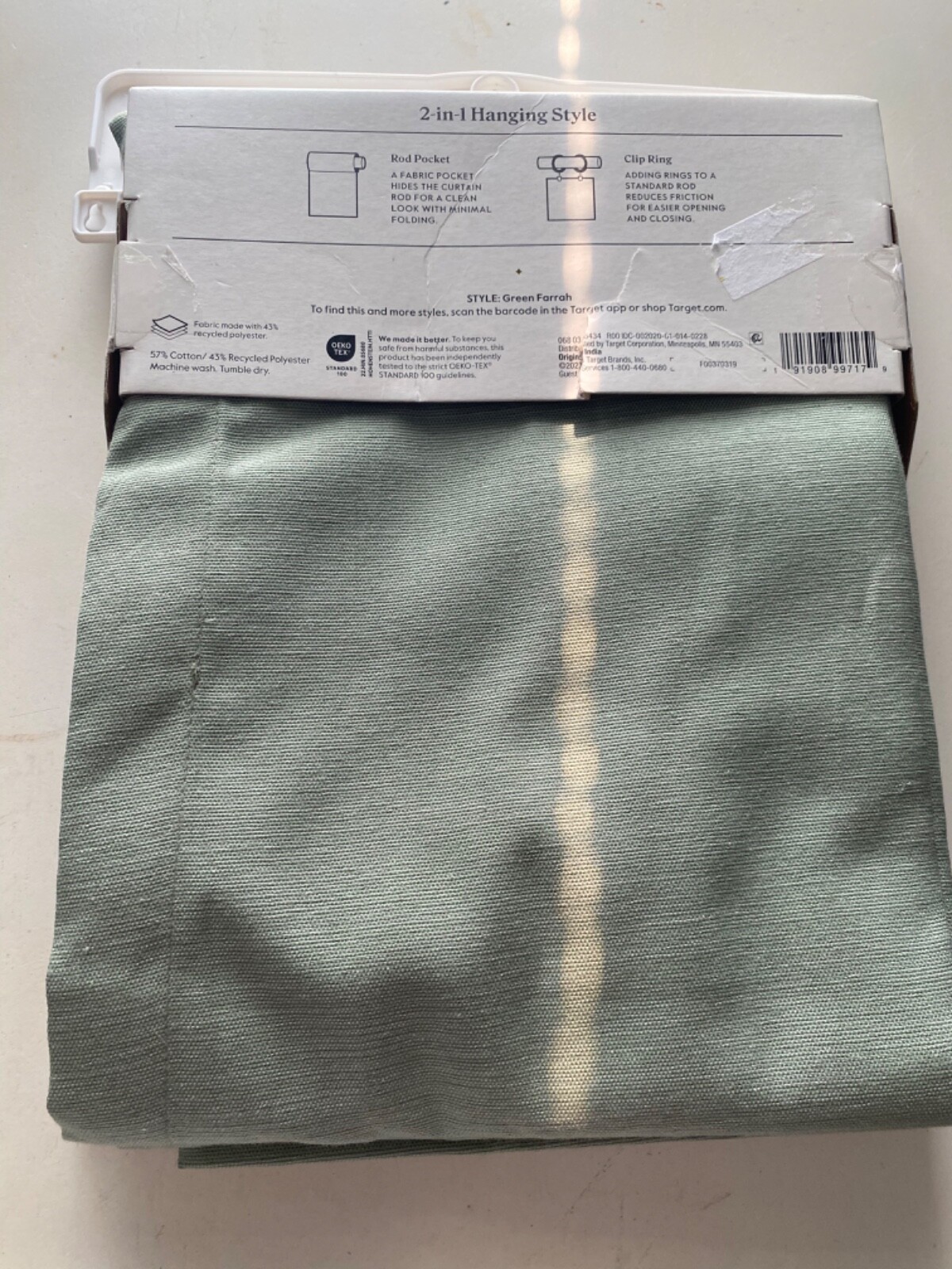Threshold Farrah Green Light Filtering Curtain Panel 54″ x 84″