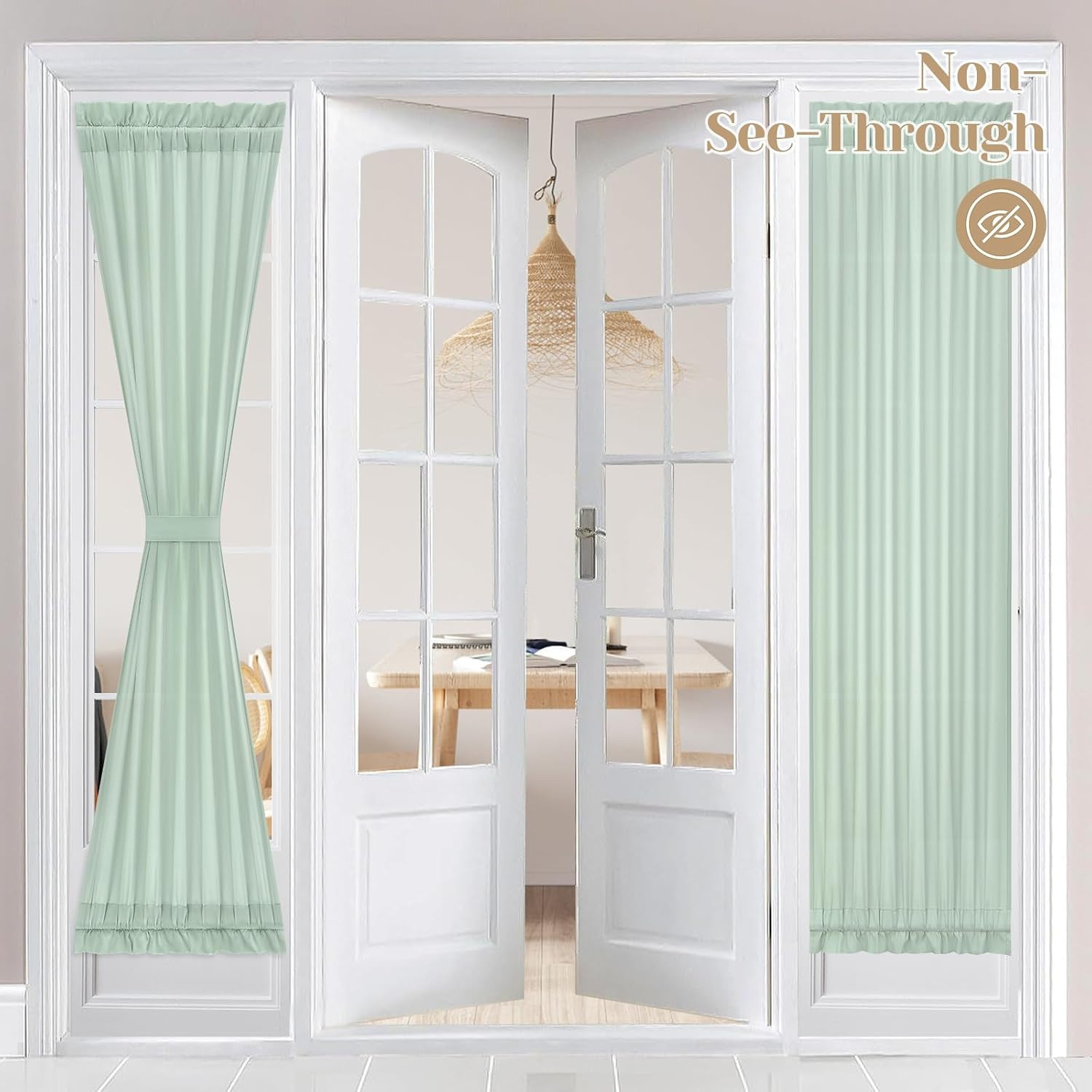 Non-See-Through French Door Curtains Set of 2 for Front Door, Light Filtering Pr