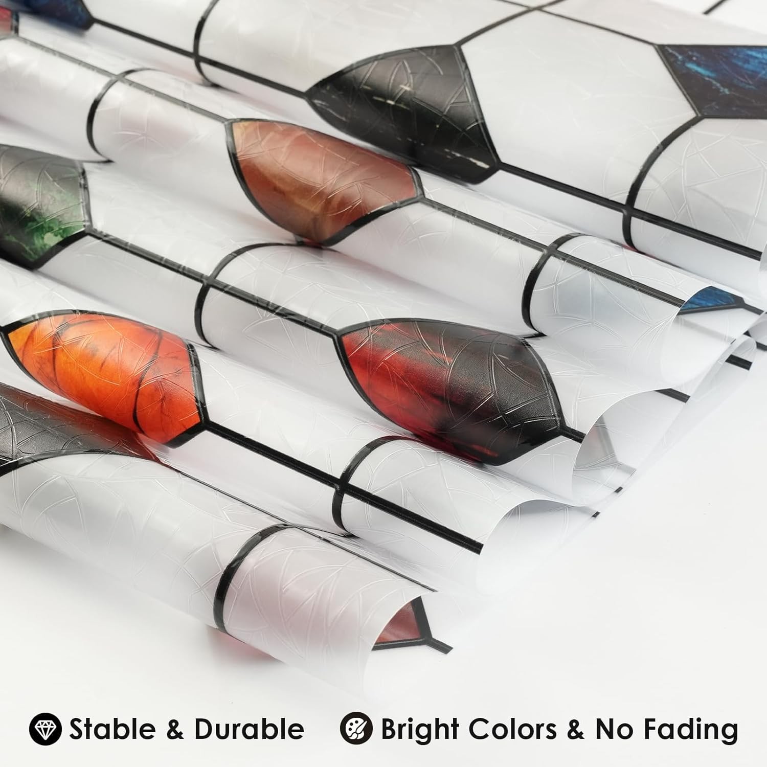DKTIE Colorful Gem Lattice Pattern Decorative Window Privacy Film Rainbow Staine