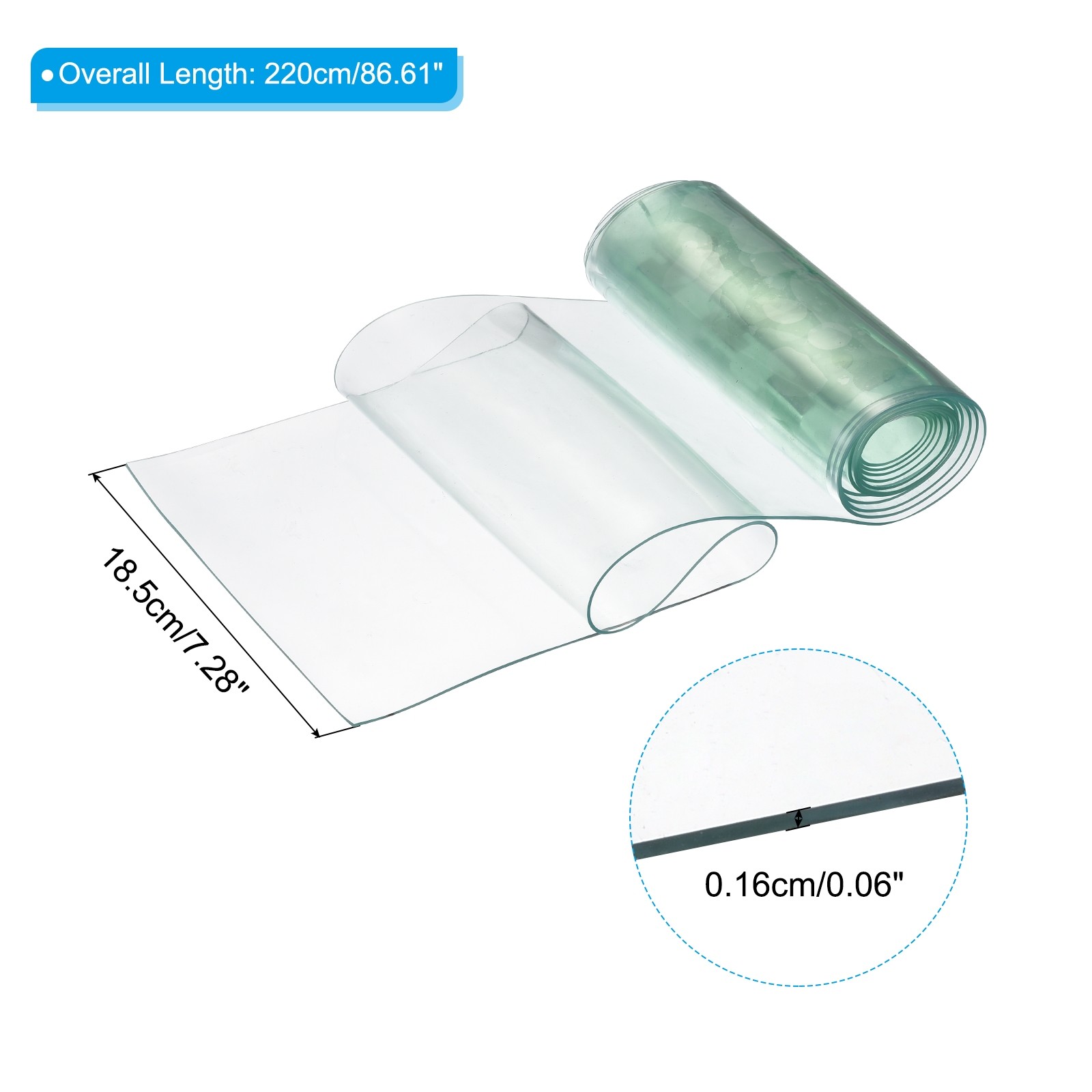 86″(7.2ft) Length x 7.3″(0.6Ft) Width PVC Strip Door Curtain Clear Green