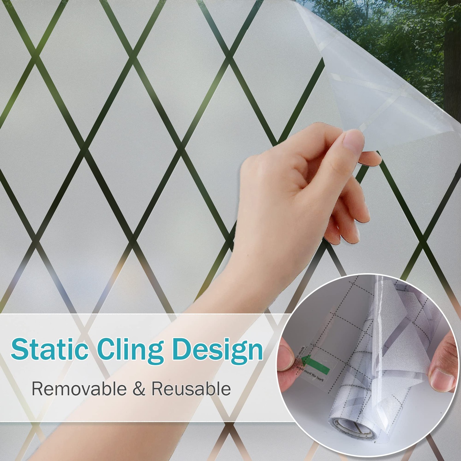 Lattice Frosted Window Film Window Privacy Film Static Cling Window Vinyl Opa…